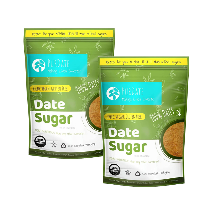 Organic Date Sugar: Healthy Alternative Sweetener for Baking, Cooking, 100% dates, Vegan, Gluten-free, Paleo (12 Ounces)