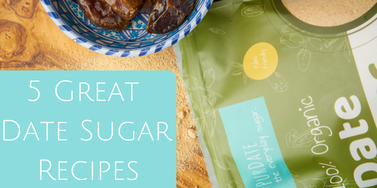 Bag of PurDate date sugar and blog title