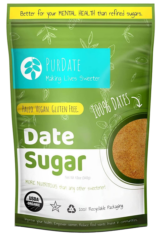 Organic Date Sugar: Healthy Alternative Sweetener for Baking, Cooking, 100% dates, Vegan, Gluten-free, Paleo (12 Ounces)